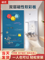 Double Layer Magnetic Blackboard Sticker Decoration Magnetic Blackboard Wall Patch Teaching Graffiti Erasable Write Remove Colorful Graffiti Wall Film