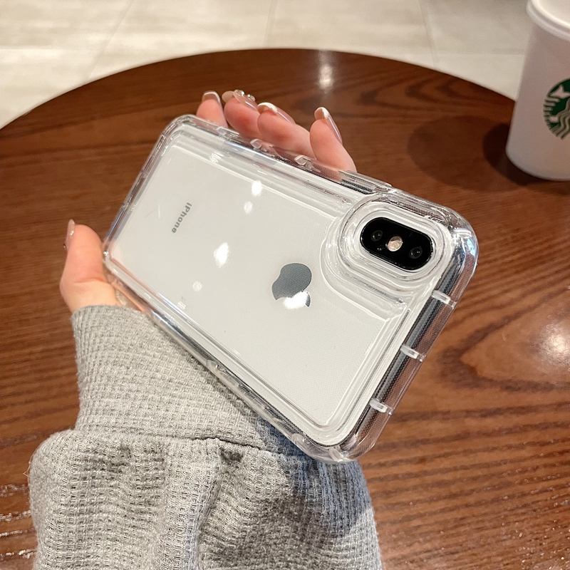 Airbag Anti-Drop Fully Transparent Phone Case Suitable for Apple X Silicone XS Max Premium Xr Thickened Frame iPhone 15 Pro Super Popular 14 New Model 13 Men Ipx10 Women 12 Simple 11 Set 8 Soft Case 7