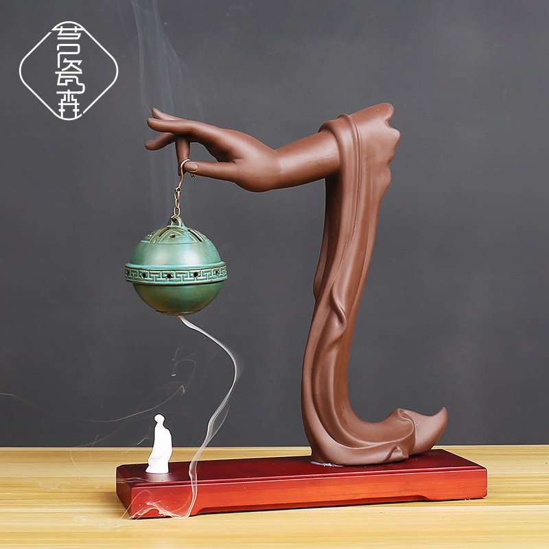 Purple sand backflow aromatherapy furnace Zen bergamot living room porch decoration antique incense creative desk tea room decoration