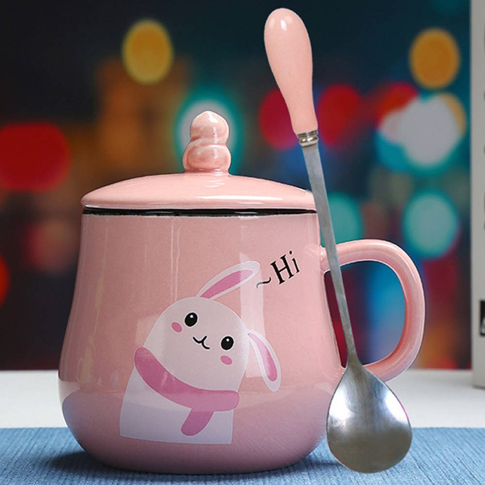 About the glass ceramic cup getting express animals mark cup couples students breakfast cup cup with cover spoon coffee cup