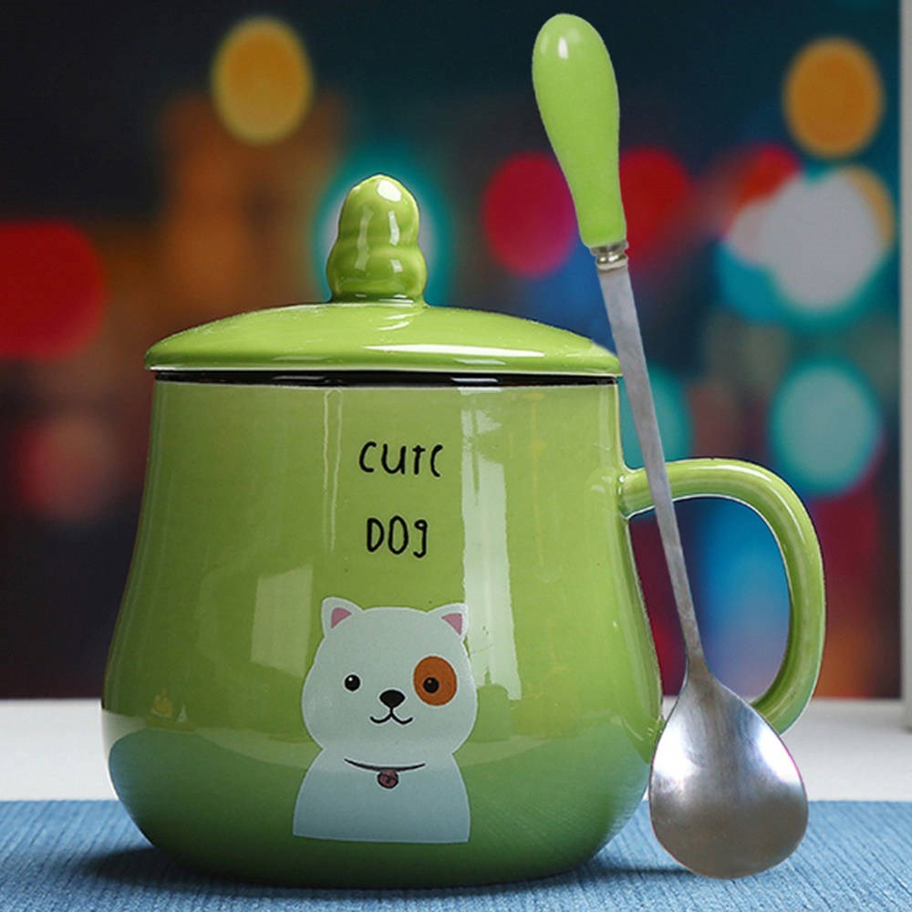 About the glass ceramic cup getting express animals mark cup couples students breakfast cup cup with cover spoon coffee cup