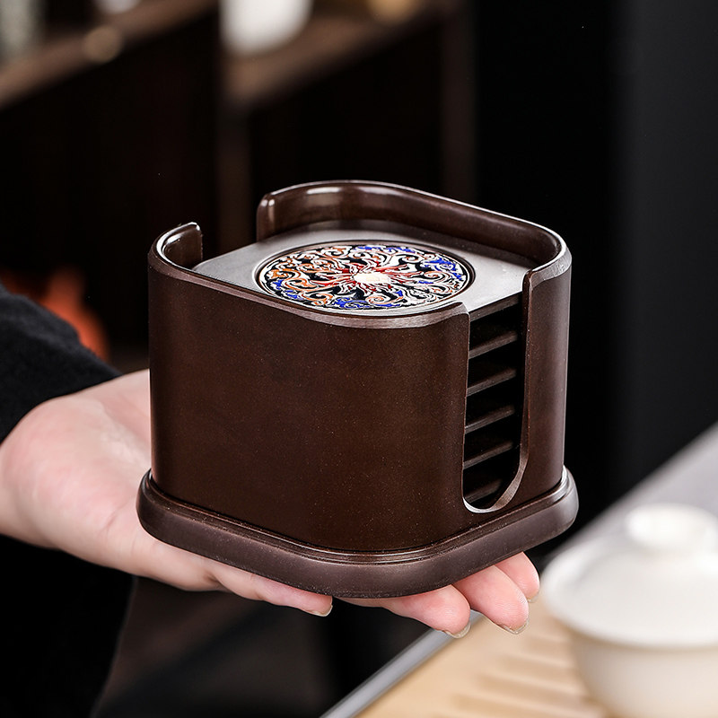 Present Zhan Electric Wood Tea Cup Mat Kongfu Tea Cup Totea Totea Heat Insulation Mat Creative Enamel Color Tea Mat Tea Set Spare Parts-Taobao