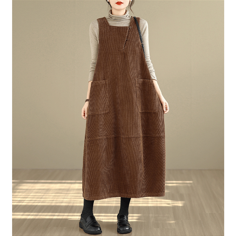 Corduroy Vest Dress for Women, Autumn and Winter Floral Skirt, 2026 New Long Skirt, Plus Size, Slimming, Tummy-Covering Dress Corduroy Vest Dress for Women, Autumn and Winter Floral Skirt, 2026 New Long Skirt, Plus Size, Slimming, Tummy-Covering Dress