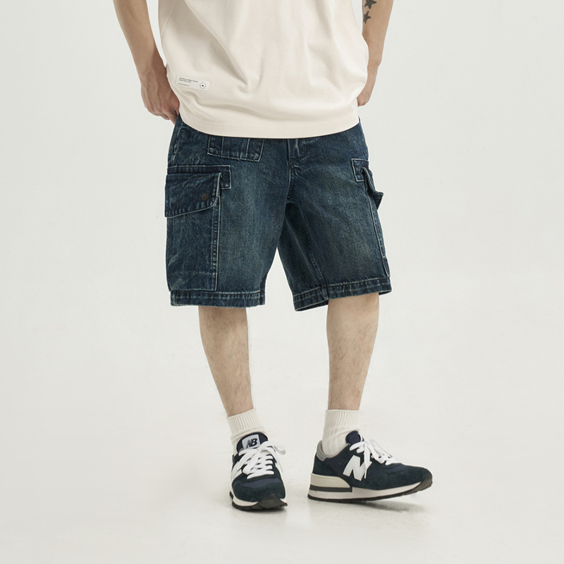 Midupdate Versatile Loose Straight-Leg Casual Heavy Stone-Washed Denim Shorts Washed Denim Shorts Midupdate Versatile Loose Straight-Leg Casual Heavy Stone-Washed Denim Shorts Washed Denim Shorts