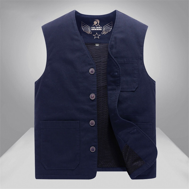 Pure Cotton Vest for Men in Spring, Autumn and Winter, Casual Denim Vest for Middle-Aged and Elderly People, Dad's Velvet Denim Vest, Windproof Jacket Pure Cotton Vest for Men in Spring, Autumn and Winter, Casual Denim Vest for Middle-Aged and Elderly People, Dad's Velvet Denim Vest, Windproof Jacket