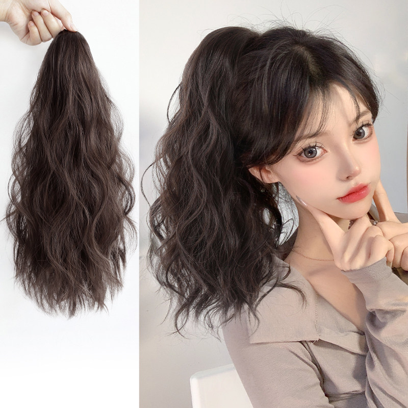 Horsetail Wig Women Grab Clip Type Nets Red Korean Style Grip Pears Flower Rolls Natural no marks Short hair High horsetail Twist Flowers Braid