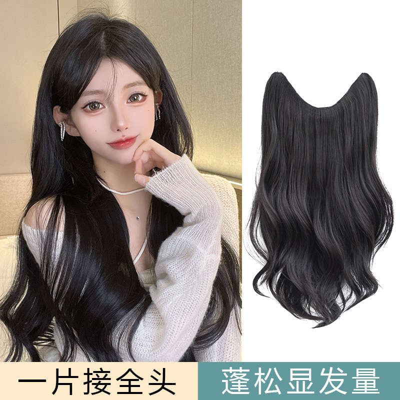 Microcurly hair fake hair piece one piece of increased hair fluffy large wave simulation wig woman long hair invisible pick up patch-Taobao