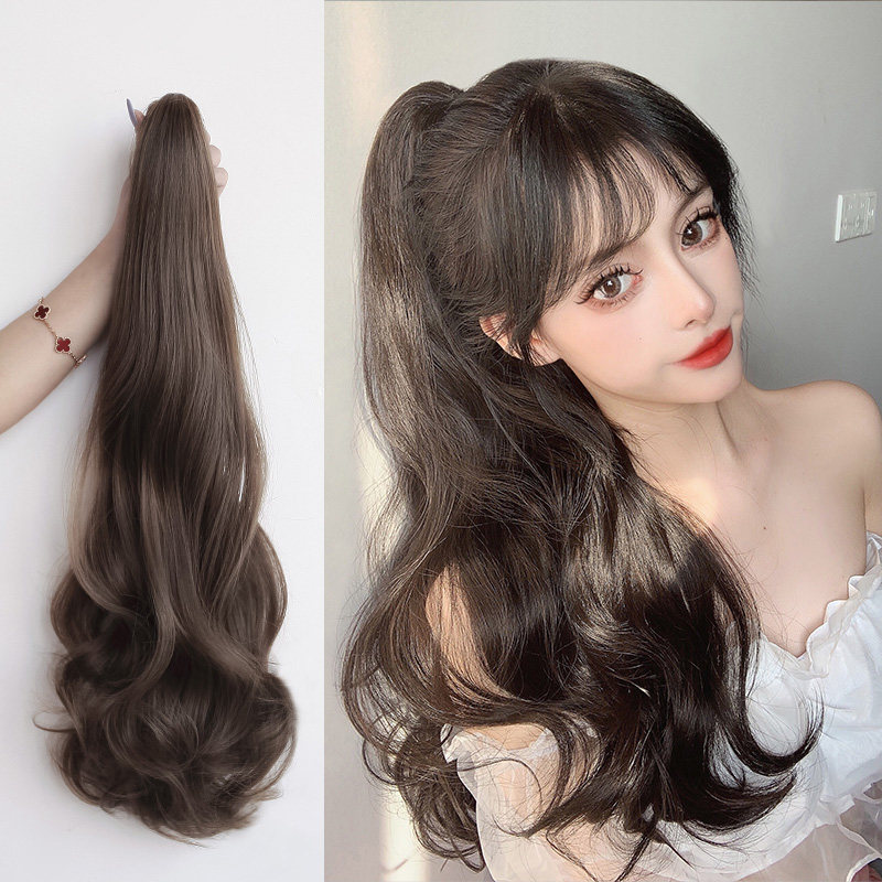 Wig Horsetail Woman Long Hair Grab Clip Style Net Red Long Curly Hair High Mati Natural Emulation Hair Can Zama Tail Braid-Taobao