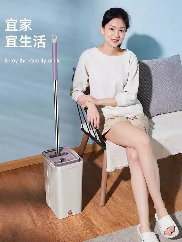 Bosheng No-Wash Terminator 21 Mop for Home Use, Lazy Mop, One-Sweep Clean, Dual-Use for Dry and Wet, for Wiping Wooden Floors