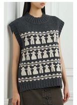 S* E@A Women Vest Knit Jacket Wool Sweater O-Neck Seleeveless