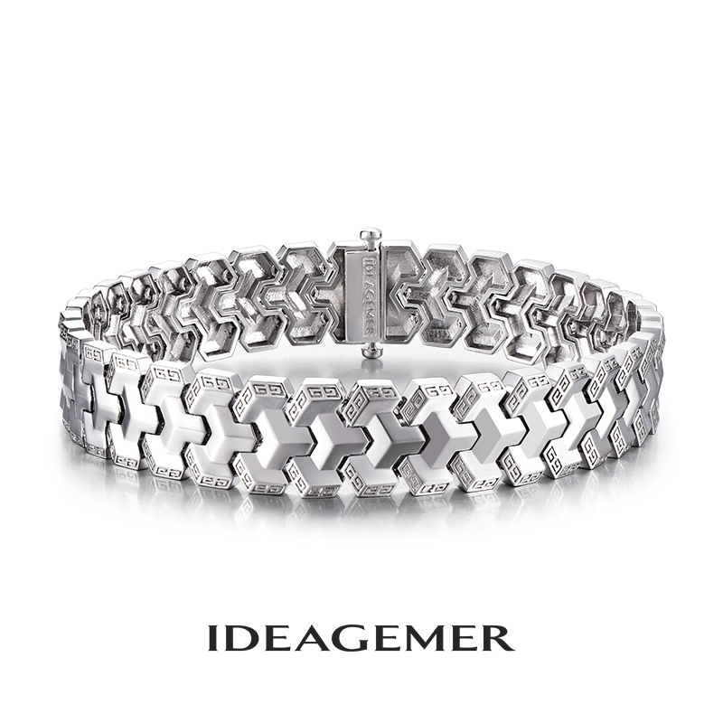 Ideagemer Shanyun White Gold Bracelet Men's Original Design Light Luxury Simple High-End Bracelet Jewelry Ideagemer Shanyun White Gold Bracelet Men's Original Design Light Luxury Simple High-End Bracelet Jewelry