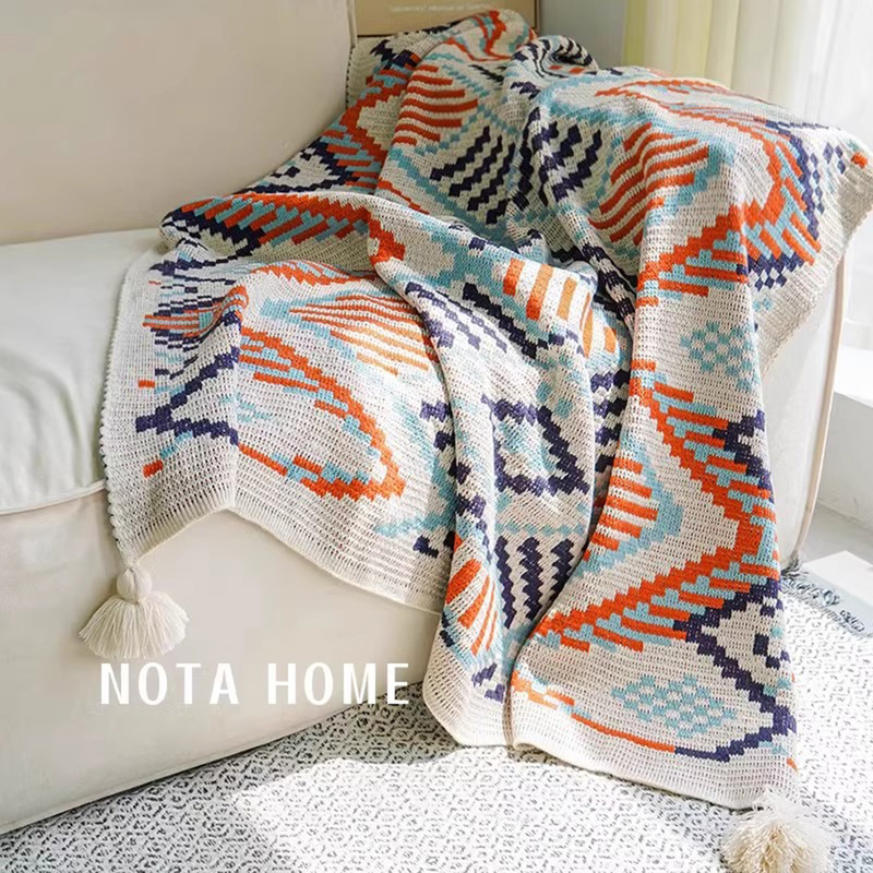 Japanese Imported 2026 Bohemian Style Sofa Blanket Office Nap Blanket Knitted Towel Blanket Shawl