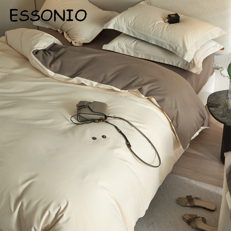 ESSONIO Nordic light and luxurious 100 thickened milled wool pure cotton four-piece winter warm bed linen bedding
