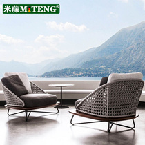 Outdoor sofa designer Balcony Chain Desk and Chair Three Pieces Courtyard Leisure Living Room Single-Person Vine Cottage Furniture