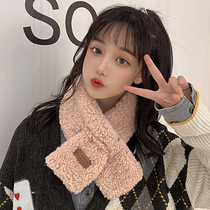 New cross easy-to-wear scarf double-sided sherpa material winter outdoor warm Korean style versatile