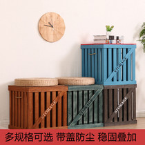 Wooden box storage box solid wood containing box combined dirty clothes containing basket with lid containing box wooden miscellaneous box wooden box