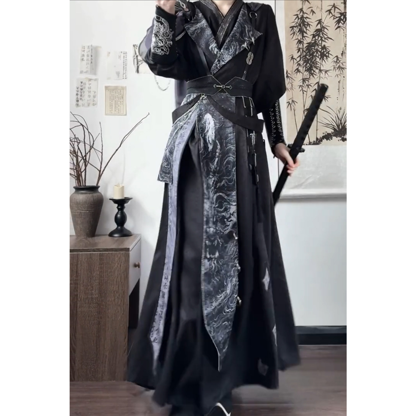 改良武侠风劲装少年感古风黑色套装汉服国风江湖侠客秋冬款_lolita洛丽塔_淘宝游戏网