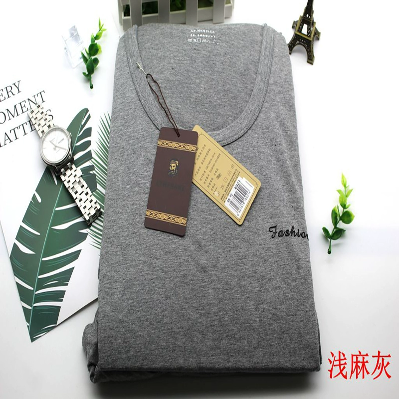 Người đàn ông già đầu đồ lót cotton tinh khiết Lycra của đàn ông màu rắn cổ tròn quần áo mùa thu quần dài quần dài phù hợp với màu đỏ đen thanh niên đơn giản ấm áp - Phù hợp với nóng lên