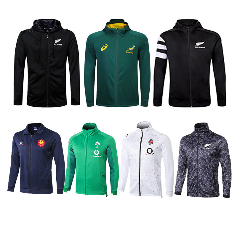 2019 All Black Team South Africa France Team Ireland England Olive Jacket Jacket Rugby Jersey