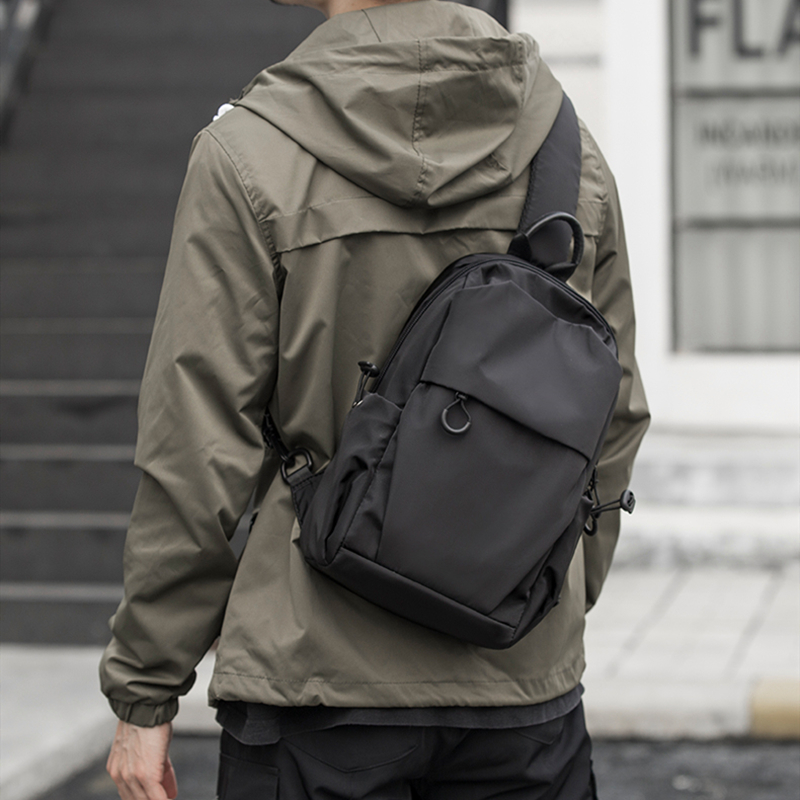 Business casual men's backpack multi-functional shoulder bag tide brand youth work bag black simple vertical messenger bag
