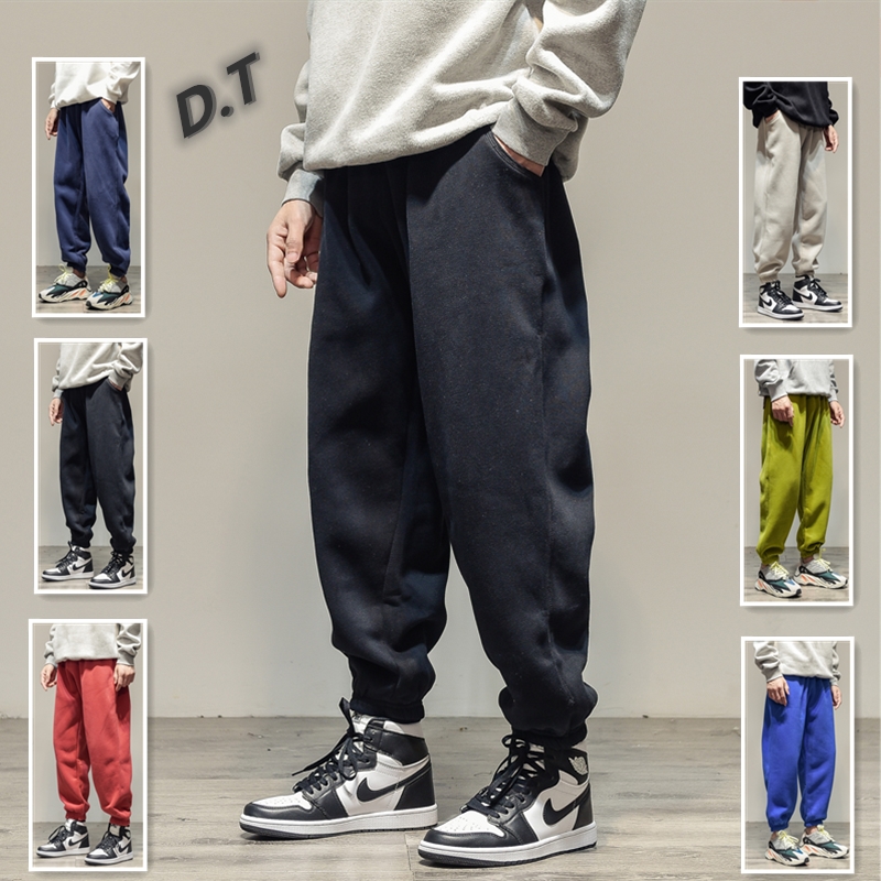 Spring trousers Pure color pants with loose pants couple beams pants and broad legs men