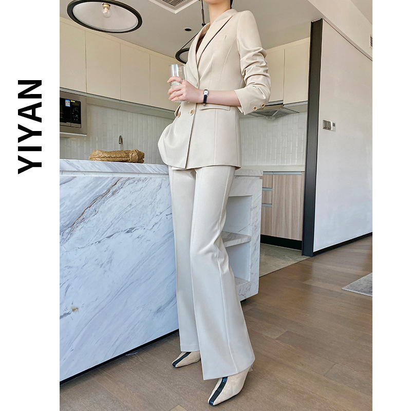 Autumn Winter Suit Suit Woman Spring Autumn Fashion Temperament Big Premium Professional Broadlegged Pants Casual White Superior West Suit