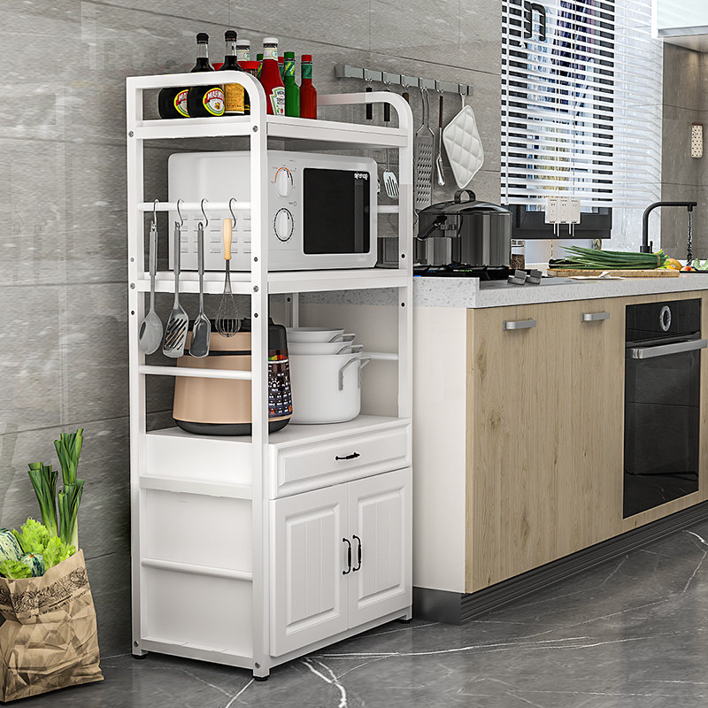 Kitchen shelving floor multilayer microwave oven Oven Appliances Shelf Home with cabinet door containing cabinet containing cabinet