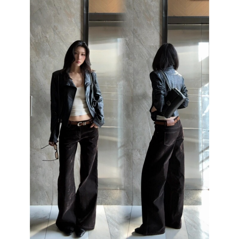 American Retro Black Short Leather Jacket for Women, Early Autumn, High-End, Elegant, Versatile, Slim-Fitting Jacket Top