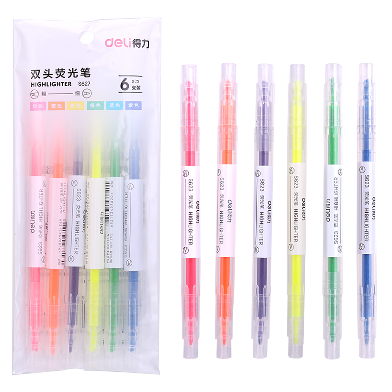 Powerful highlighter marker pen light color oblique head students use double-head marker pen color rough stroke key endorsement artifact to take notes special hand account pen stationery set multi-color multi-color pen