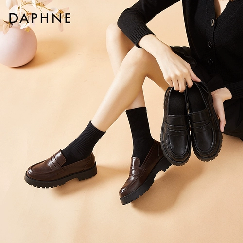 Daphne Kleford Shoes Женская обувь 2024 Новая ретро -мягкая кожаная черная маленькая кожа