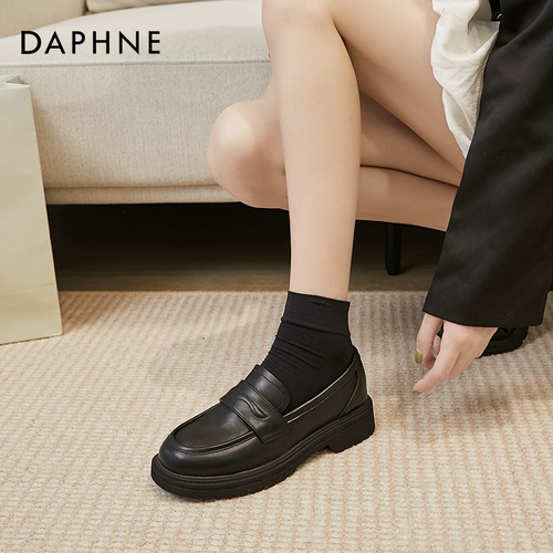 Daphne Kleford Shoes Женская обувь 2024 Новая ретро -мягкая кожаная черная маленькая кожа