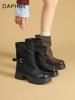 Daphne Retro Thick-Soled Booties 2026 New Autumn and Winter Chunky Heel Short Boots for Petite Height Increase Mid-Calf Boots