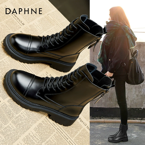 Tmall, Martens, утепленные короткие сапоги в английском стиле, ботинки на платформе, из натуральной кожи, 2021 года, в британском стиле