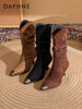 Daphne Meilard Style Stiletto High-Heeled Short Boots for Women 2026 New Winter Mid-Calf Boots Slouch Boots Cowboy Boots