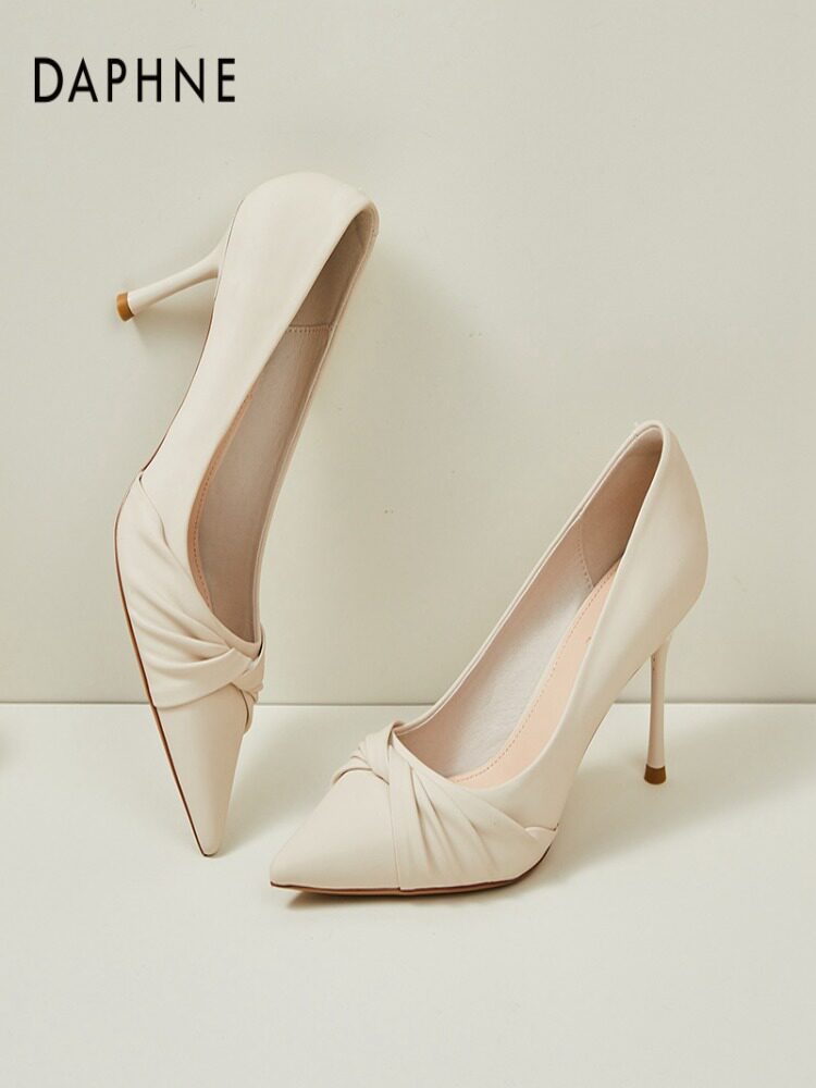 Daphne French-Style High Heels for Women 2026 New Autumn Pointed Toe Stiletto Elegant White Shoes to Match Skirts Women's Shoes
