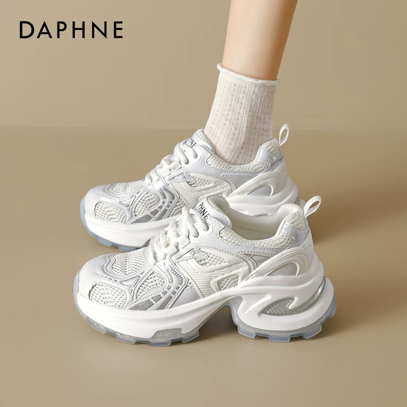 Daphne Silver Dad Shoes Women's 2026 New Summer Popular Thick-Soled Sports Shoes Increased Breathable Women's Shoes