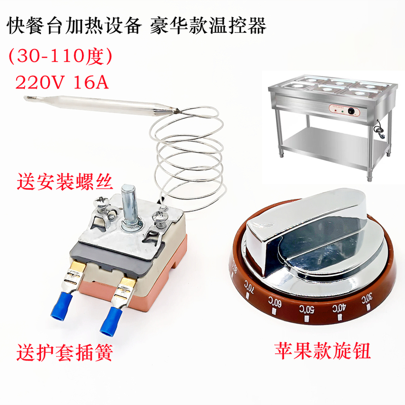 Luxury Apple-Style Thermostat 30-110 Degrees Temperature Control 220V16A Heating and Insulation Table Fast Food Vending Cart Switch