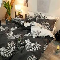  Nordic new plantain leaf bedding quilt cover four-piece set 1 8 2 0m Dormitory single bed Single three-piece set 1 2