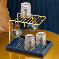 Porcelain wood A creative light luxury cup storage rack Cup holder Living room drain double tea coffee cup Water cup holder