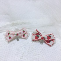 Lily studio handmade pet headdress Teddy Si Marzis Korean embroidered strawberry lace hairpin