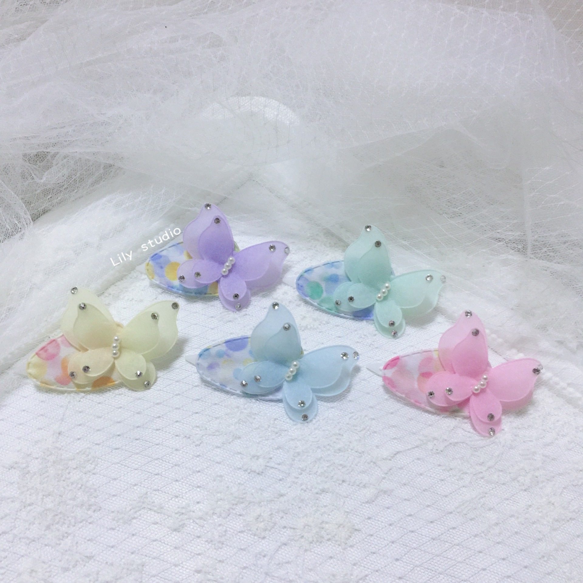 Lily studio handmade pet headdress Teddy Yorkshire Maltese fairy ink butterfly head flower