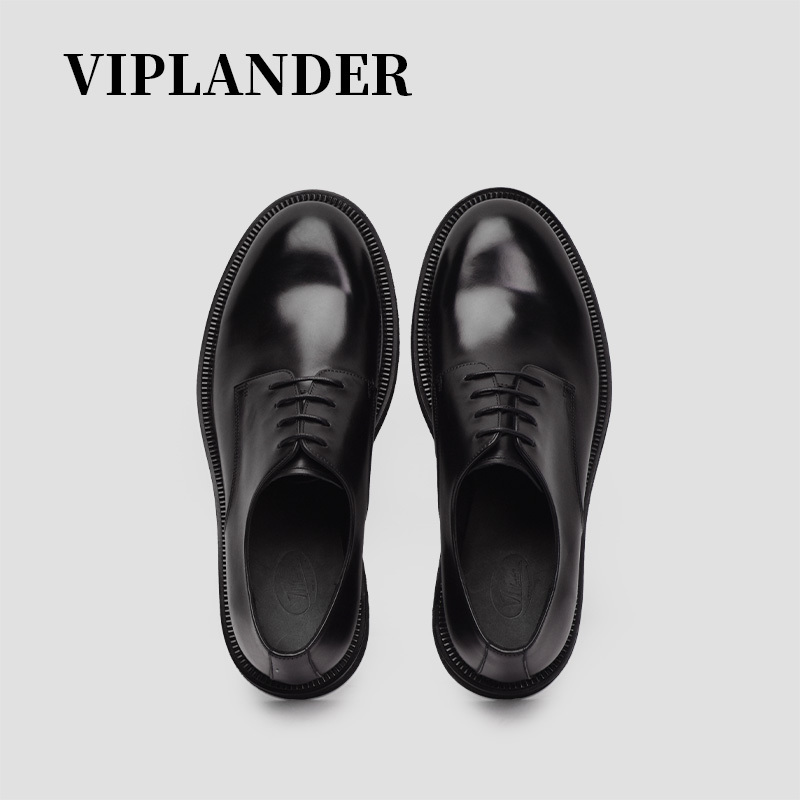 Viplander Autumn and Winter Genuine Leather Men's Formal Leather Shoes Business Casual Derby Shoes Leather Shoes Men's Thick Sole 130602