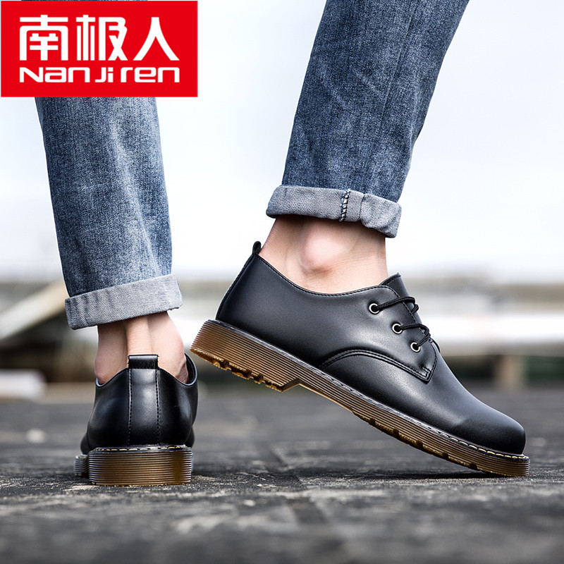 Antarctic men's shoes 2022 new black soft bottom big head tooling Martin shoes autumn British style casual leather shoes men