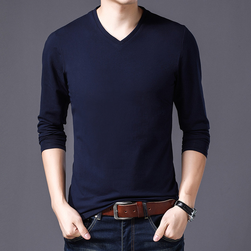 Spring thin undershirt male upper body V collar pure cotton blue comfortable beating undershirt middle-aged dad close-fitting blouse