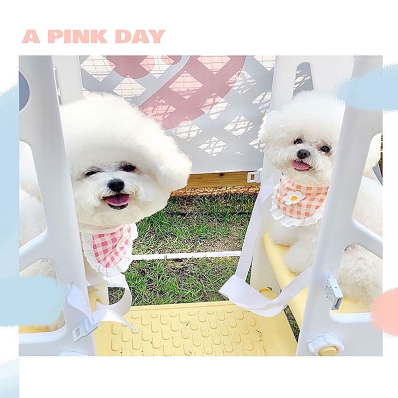 ins wind pet plaid scarf dog kitty cute spat scarf bib lace girth teddy bib bear accessories