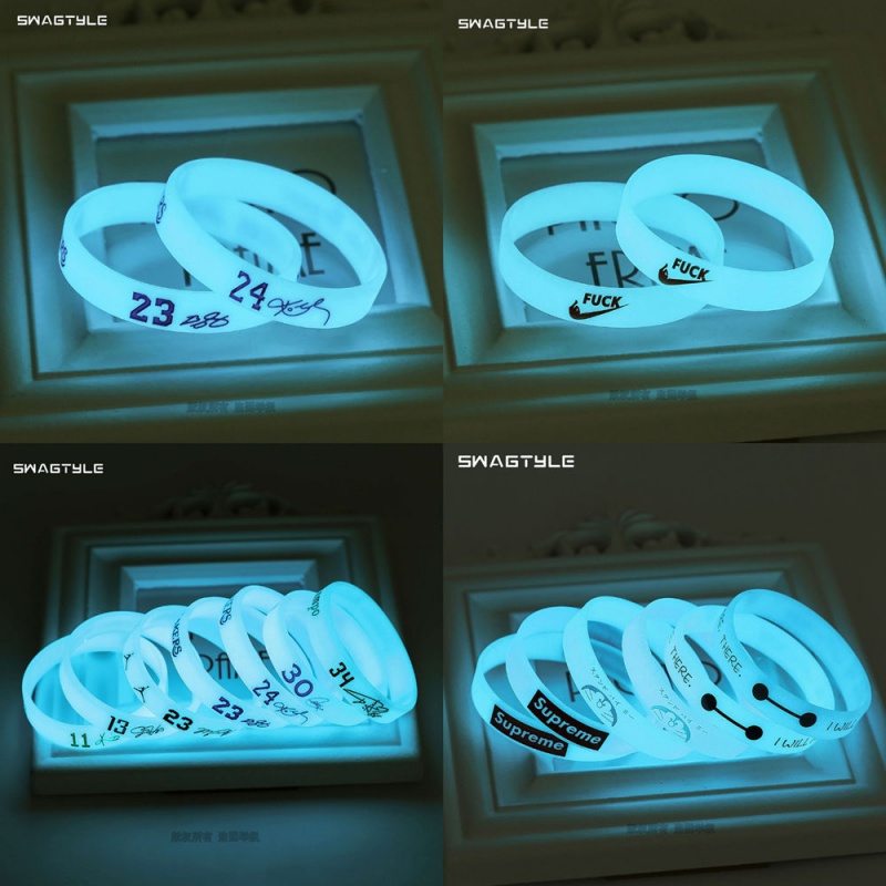 A pair of Tide brand luminous couple hipster girlfriends men and women bracelet letter silicone hair hand wristband basketball star