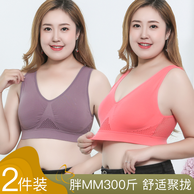 Large size lingerie woman fat mm closeted breast 200 catty bra slim large breasted bra No steel ring Sport vest
