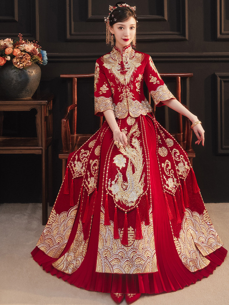 Xiuhe dress 2021 new wedding traditional Chinese style cabinet dress toast dress Chinese style large size to serve summer thin