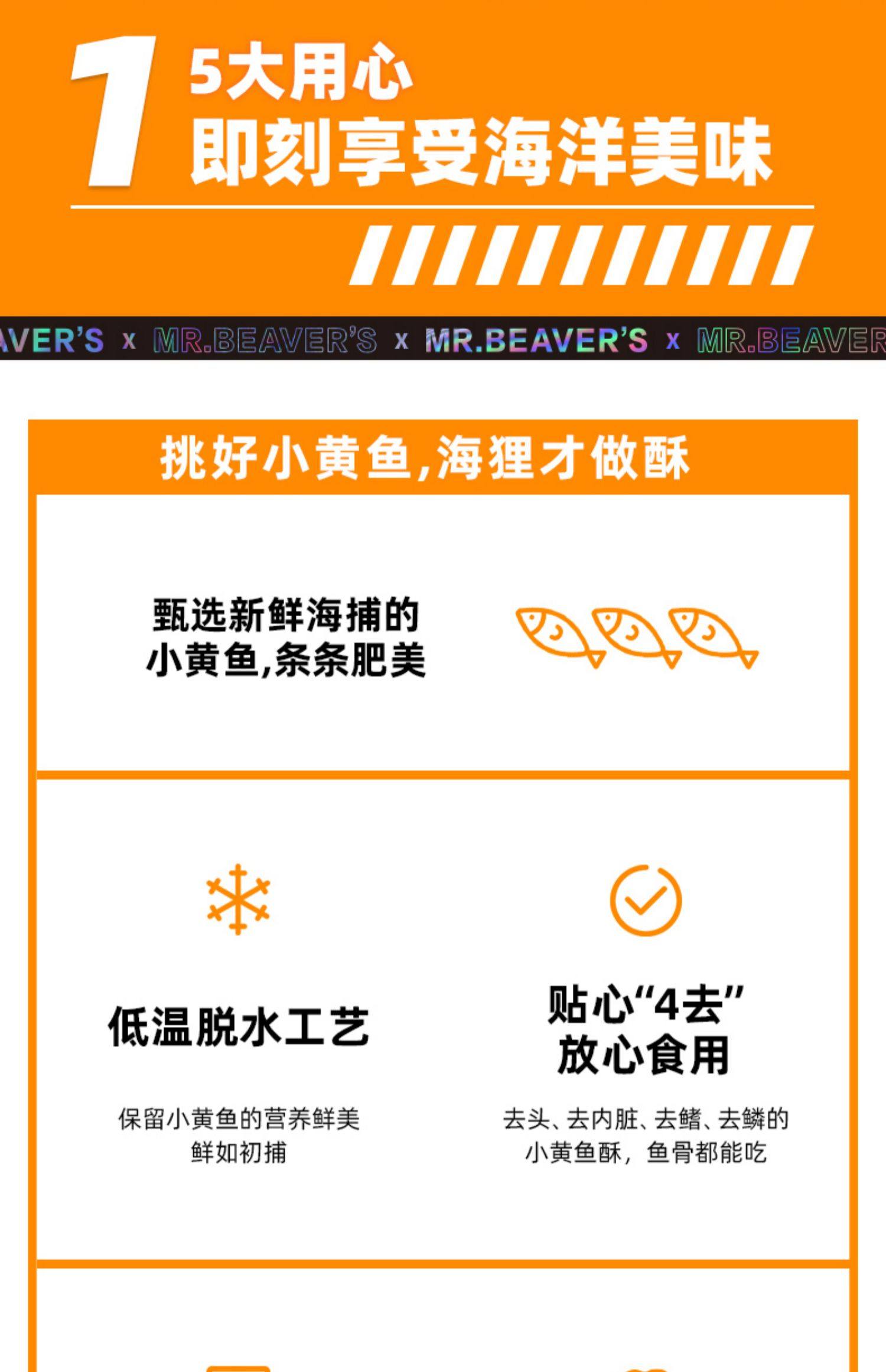 【中國直郵】 海狸先生 黃魚酥 60g 香酥小黃花魚 即食小魚乾