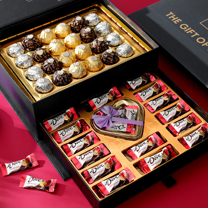 Dove Chocolate Double-Layer Gift Box for Girlfriend, Teacher, Heart-Shaped Snacks, High-End Confession Gift for Teacher's Day, Birthday Present